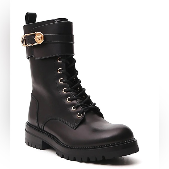 🖤NWT- Versace Black Leather Combat Boots🖤 - Picture 4 of 11